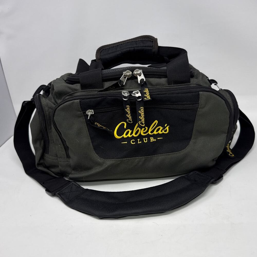 Cabela's Club Catch All Gear Bag, Green And Black Many Pockets Shoulder Strap